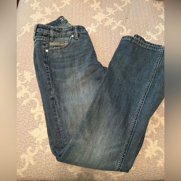 Rock & Roll Denim Rival Low Rise Bootcut Jeans 27x32 Aztec Embroidered Pockets - Picture 2 of 7